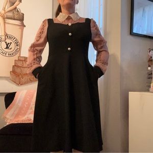 Elegant retro long sleeve midi dress